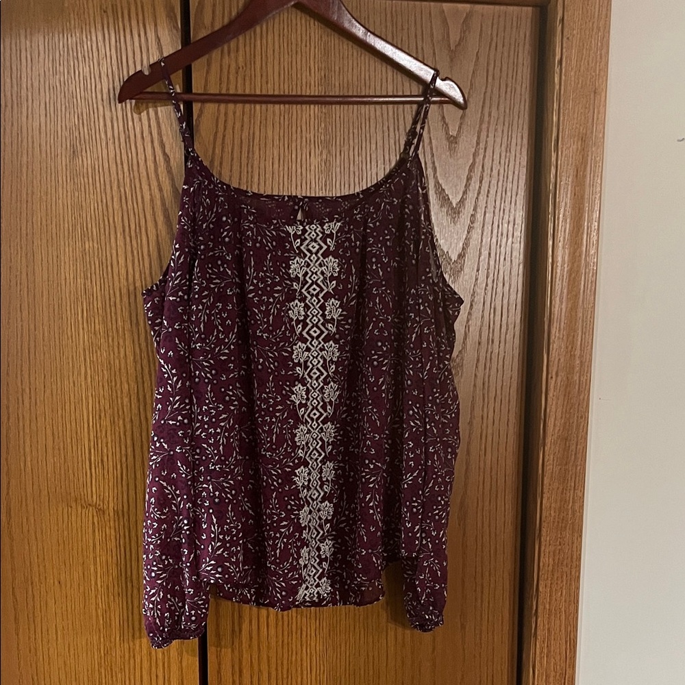 Women's Burgundy Patterned Top